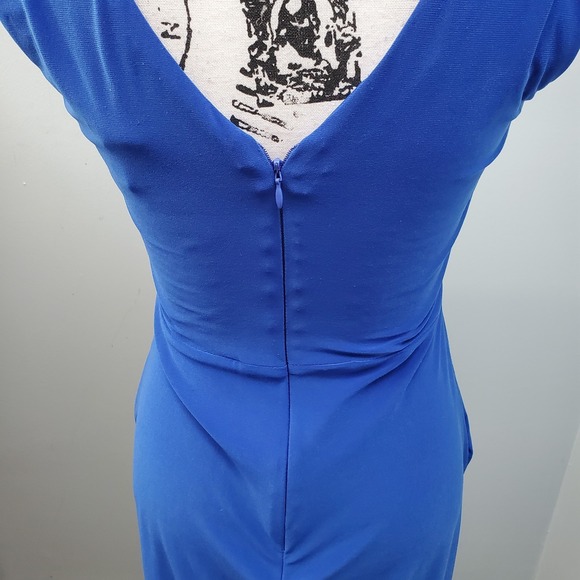 Bisou Bisou Sheath Dress Womens 4 Blue Pleated Pocketed Sleeveless Back Zip - Picture 8 of 9